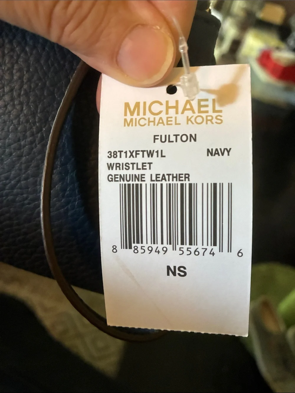 Michael Kors Fulton Navy Blue Pebbled Leather Wristlet NEW